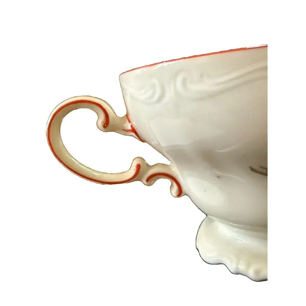 Vintage Rosenthal Pompadour Footed Teacup Red Trim Selb Germany